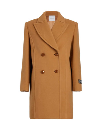 patou double breasted coat biscuit tan