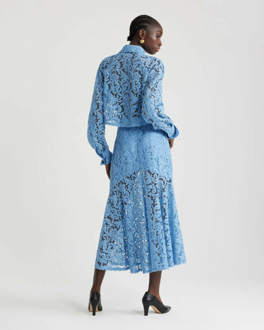 patou Peplum Lace Skirt airy blue on figure back