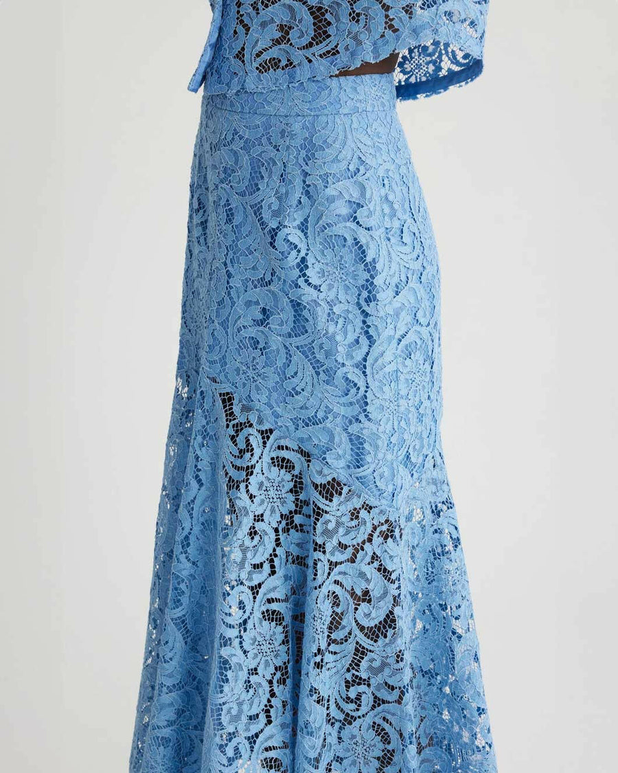 patou Peplum Lace Skirt airy blue on figure side