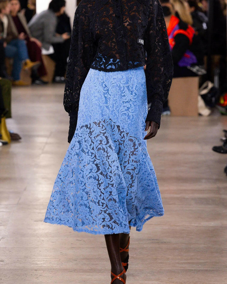 patou Peplum Lace Skirt airy blue runway