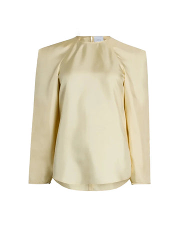 patou square shoulder top organic angora cream