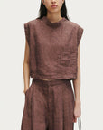 Rachel comey bacchus top guava brown on figure front detail