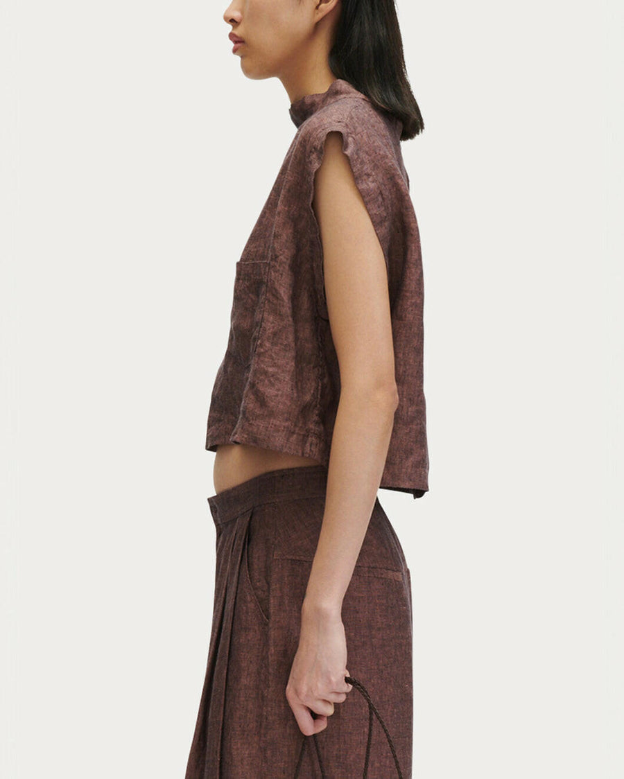 Rachel comey bacchus top guava brown on figure side