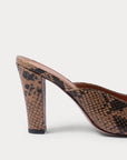 rachel comey Malta Mule brown snake print heel detail