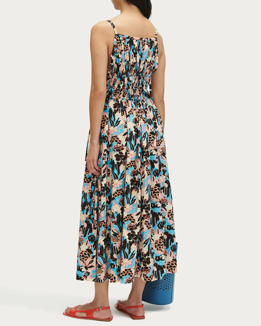 rachel comey marika dress blue floral on figure back