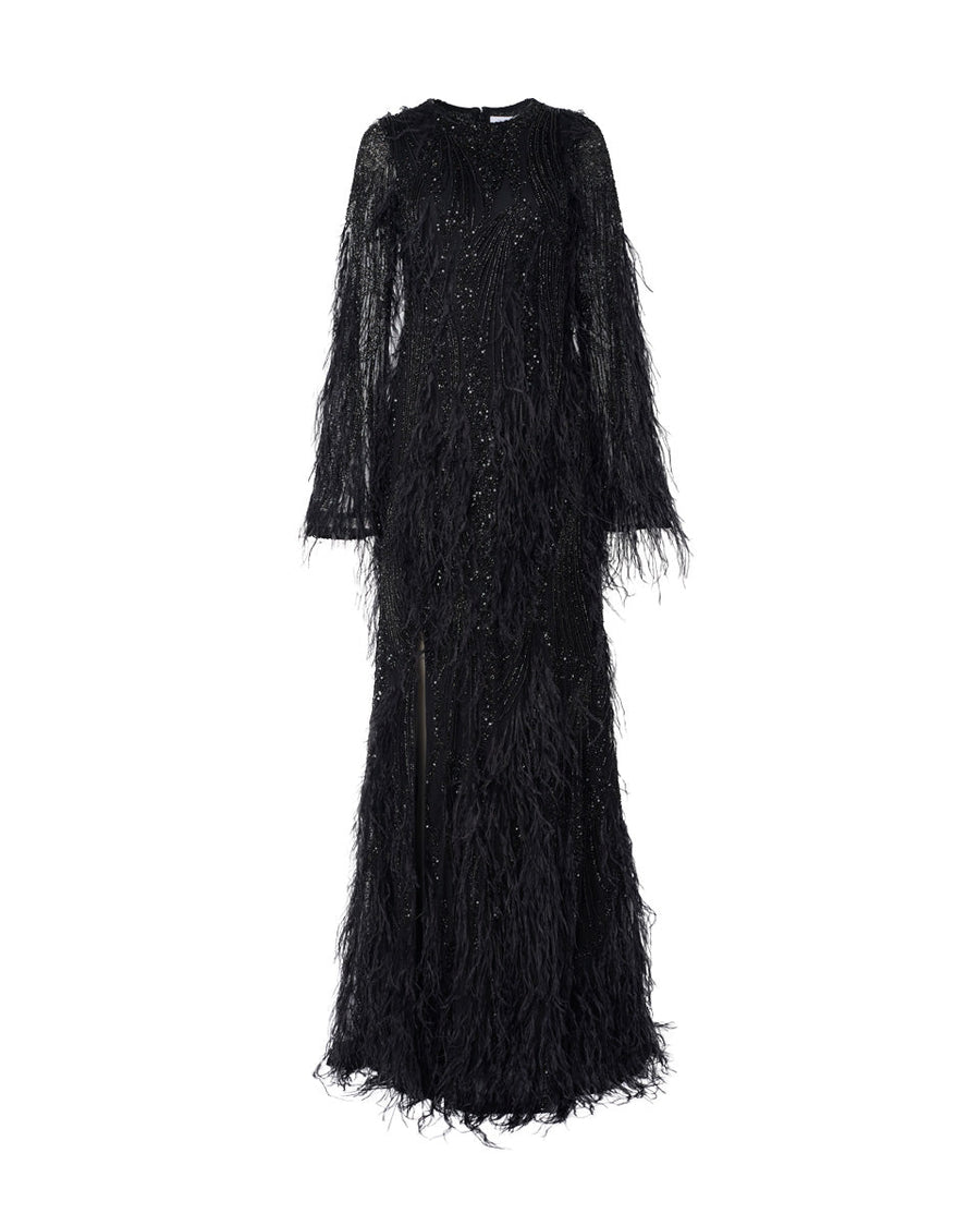 rachel gilbert aster gown black front