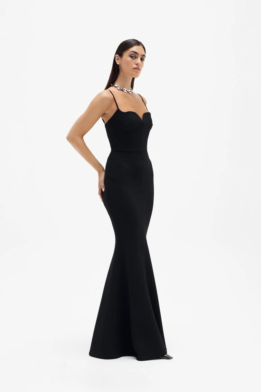 rachel gilbert loren gown black figure side