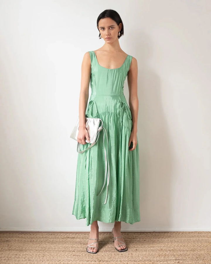 rejina pyo erica dress jade green on figure front