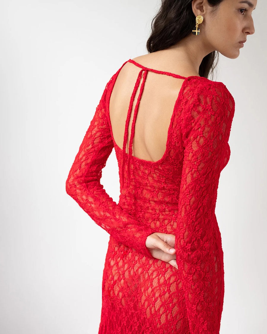 rejina pyo Mila Dress Lace Red on figure back