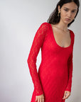 rejina pyo Mila Dress Lace Red on figure front detail