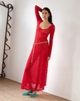 rejina pyo Mila Dress Lace Red on figure front