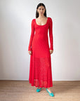 rejina pyo Mila Dress Lace Red on figure front