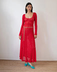 rejina pyo Mila Dress Lace Red on figure front