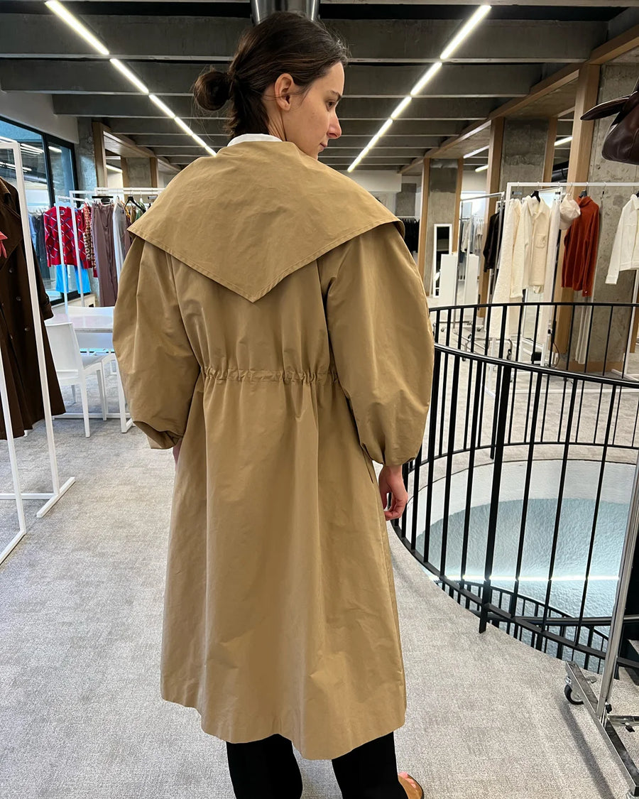 rejina pyo alana trench taffeta sand on figure back