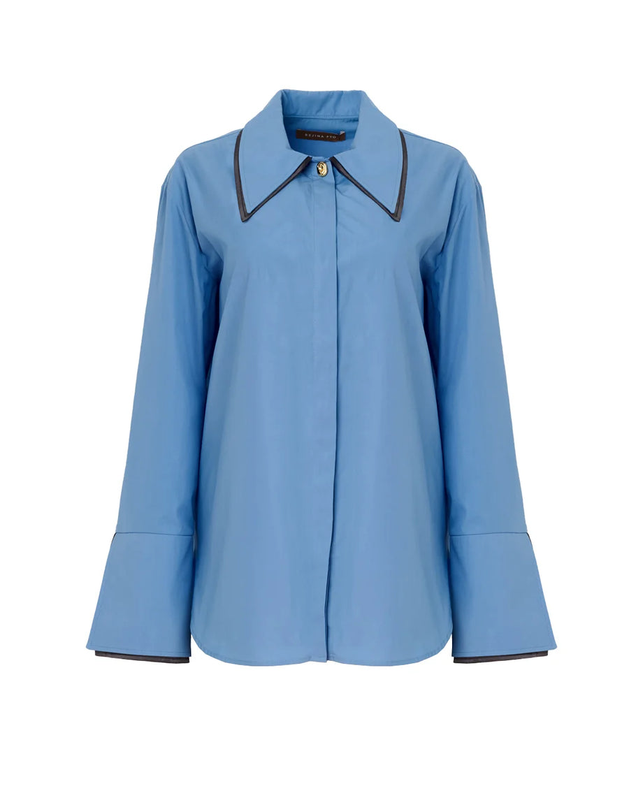 REJINA PYO Parker Shirt Organic Cotton Blue