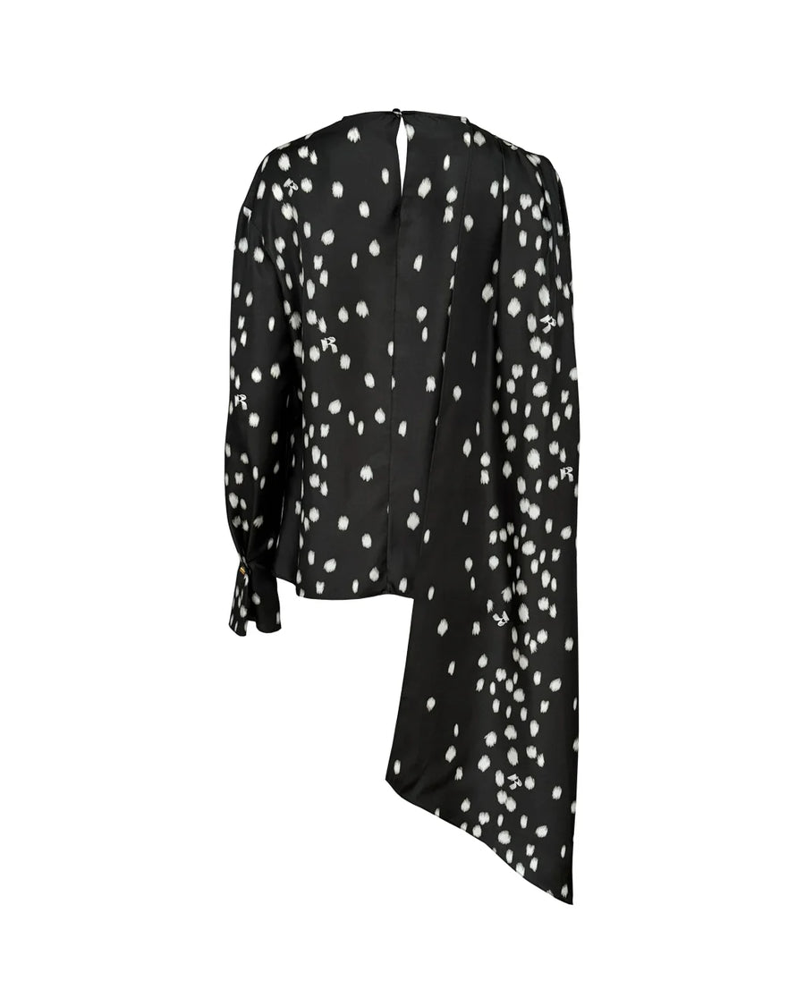 rochas Printed Twill Blouse with Scarf black back