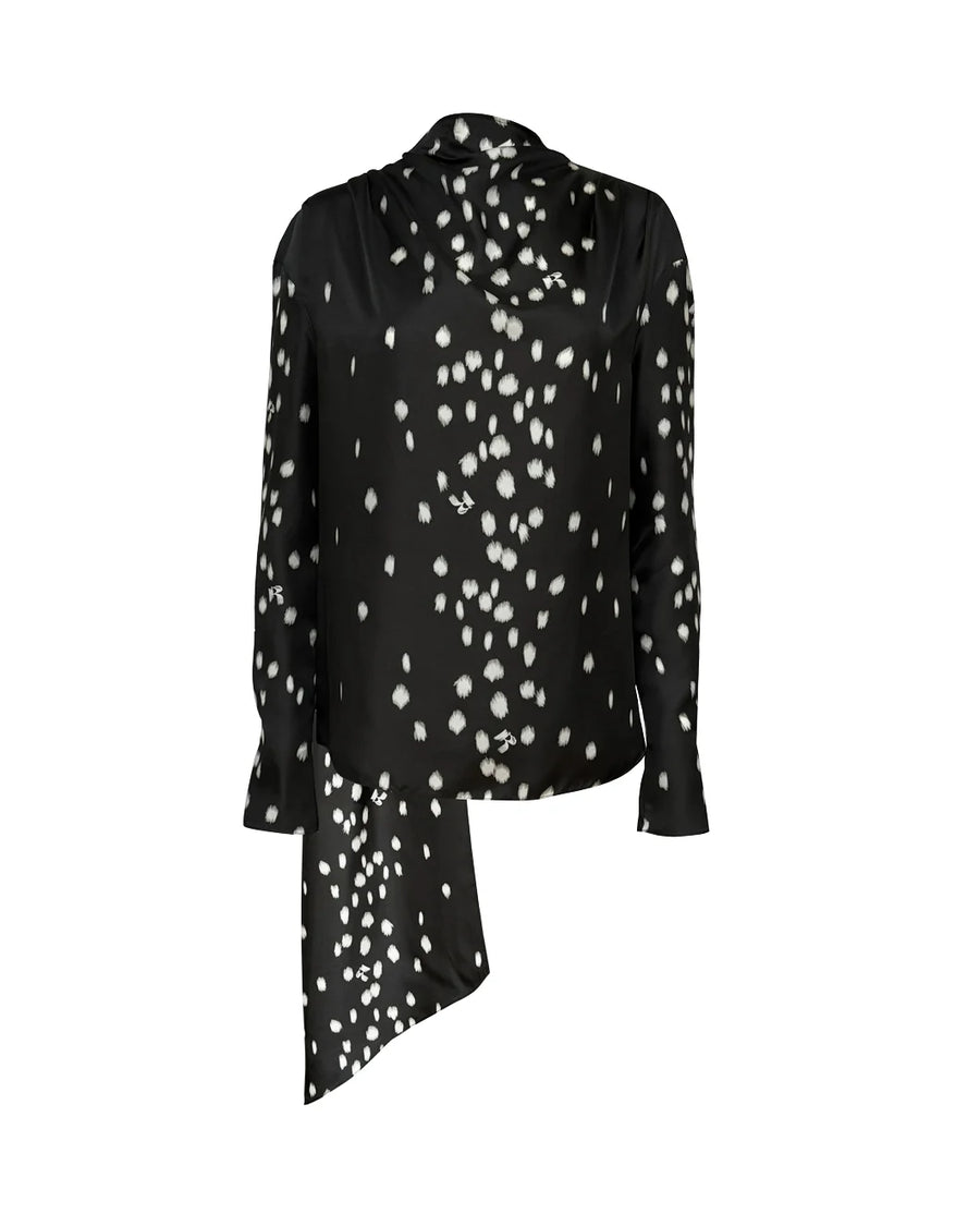 rochas Printed Twill Blouse with Scarf black