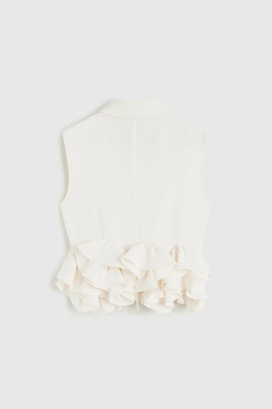 rochas ruffled cropped shirt cream white