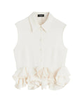 rochas ruffled cropped shirt cream white