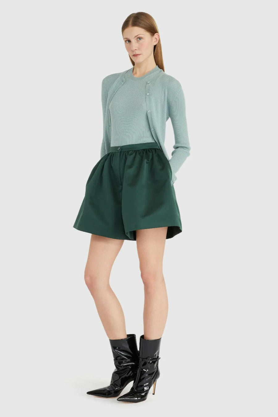 rochas balloon shorts in duchesse green