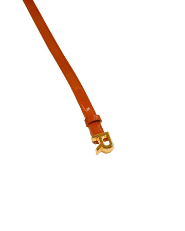 rochas belt in patent leather brown