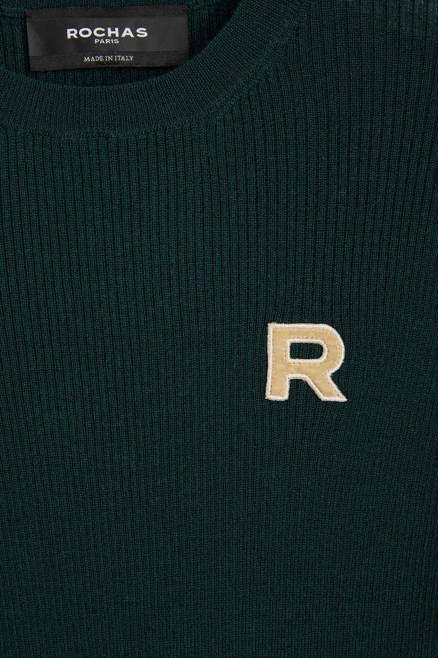 rochas long sleeve crew neck sweater green detail