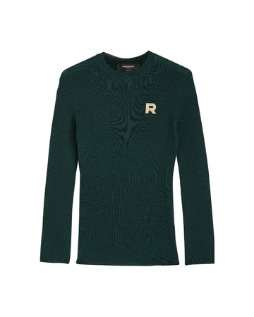 rochas long sleeve crew neck sweater green front