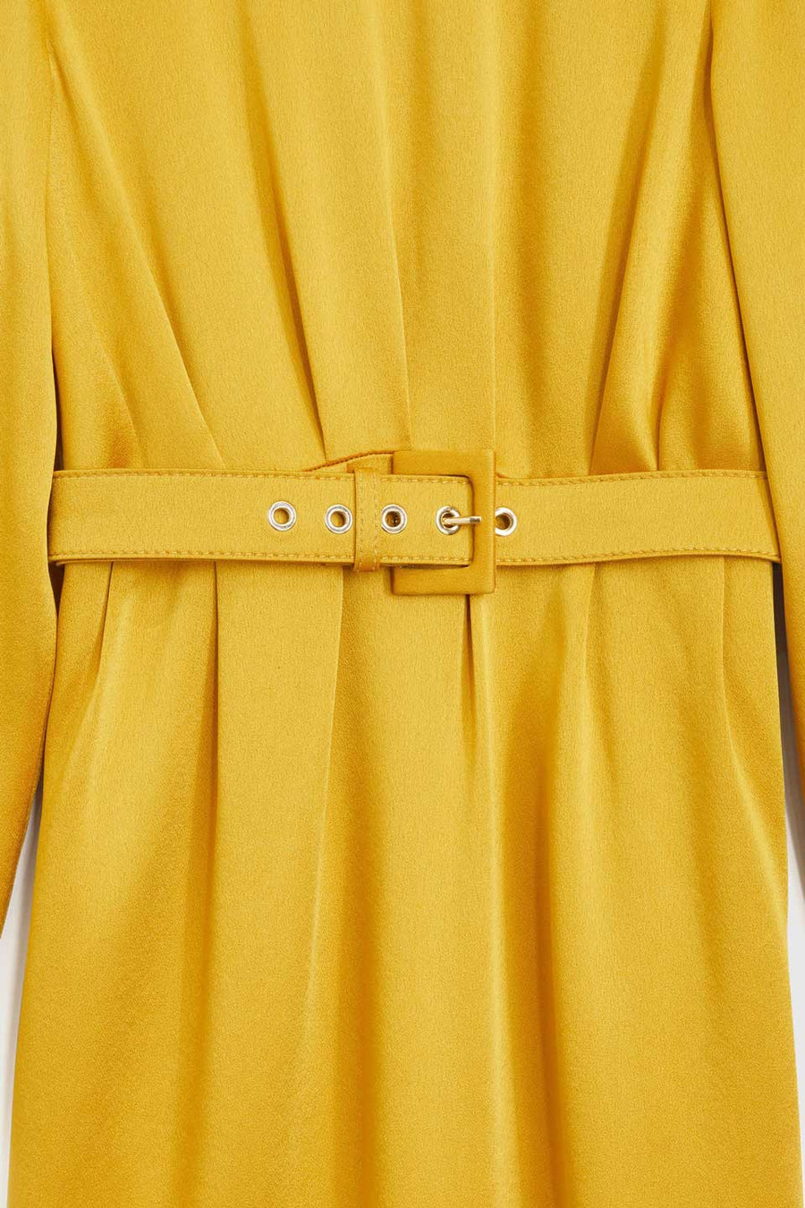 rochas long sleeves midid dress yellow detail