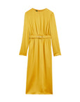 rochas long sleeves midid dress yellow front