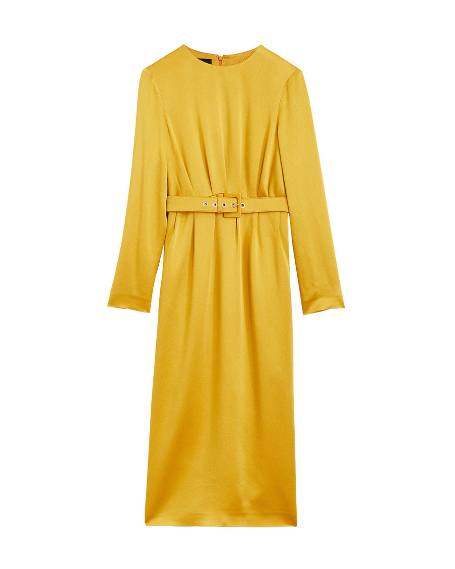 rochas long sleeves midid dress yellow front