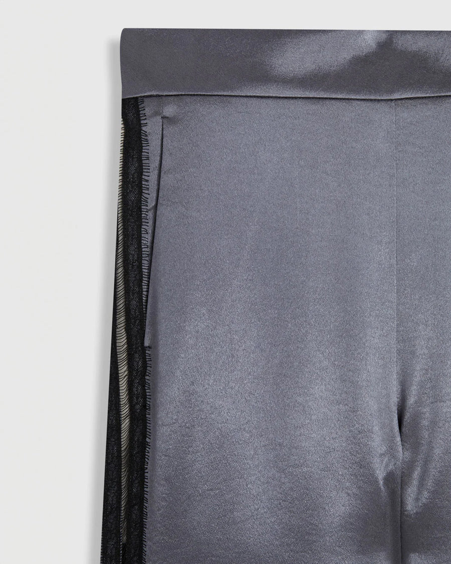 rochas Satin Pants with Lace Decorations grey detail