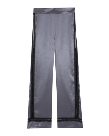 rochas Satin Pants with Lace Decorations grey front