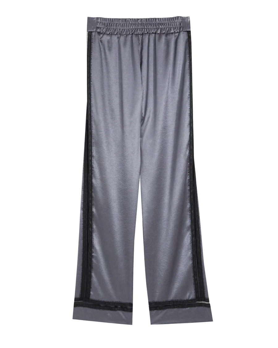 rochas Satin Pants with Lace Decorations grey back