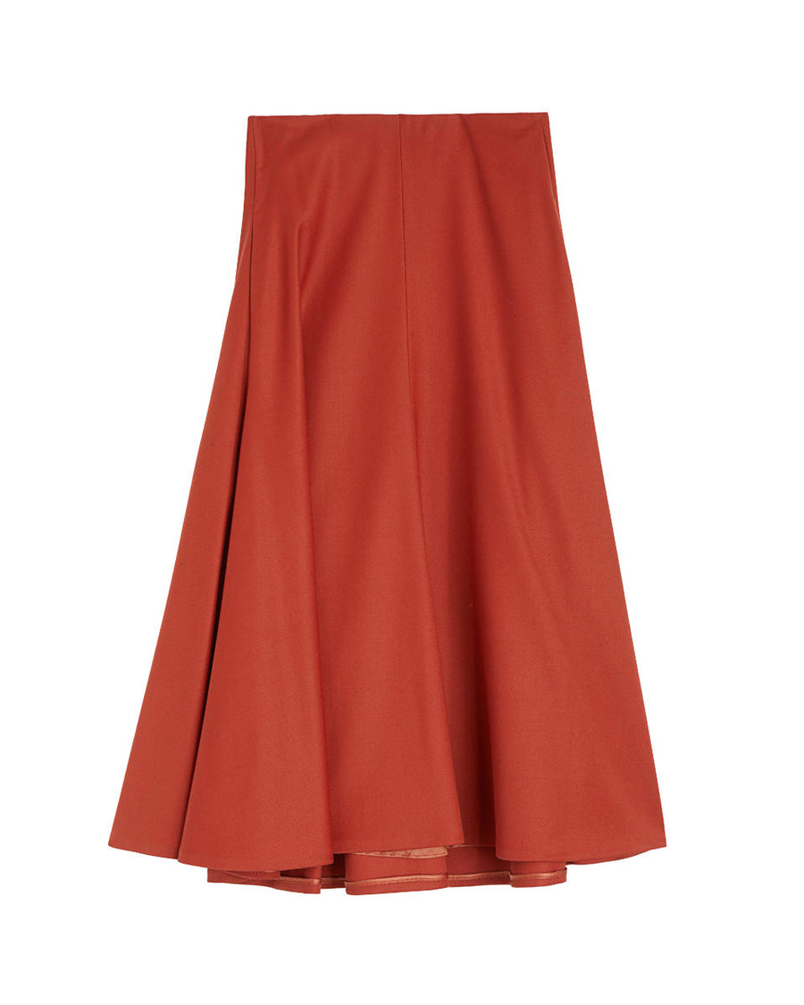 rochas rounded midi skirt red front