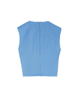 rochas ruffled sleeveless top blue