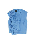 rochas ruffled sleeveless top blue