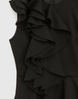 rochas ruffles sleeveless short dress black detail