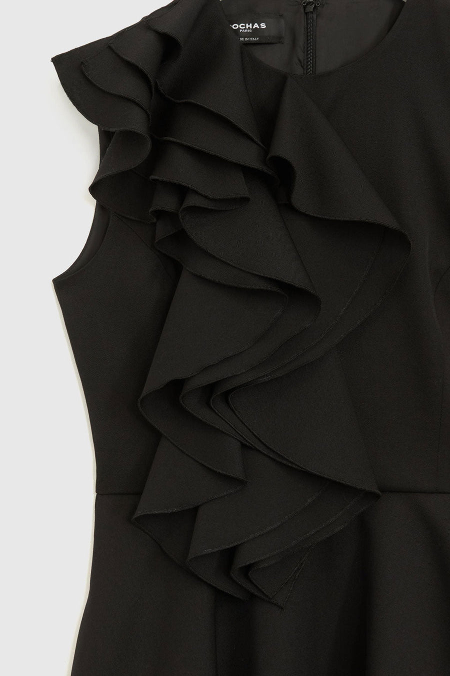 rochas ruffles sleeveless short dress black detail