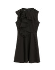 rochas ruffles sleeveless short dress black front