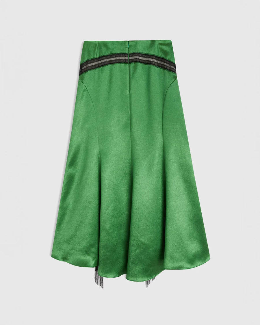 rochas Satin Flared Skirt golf green back