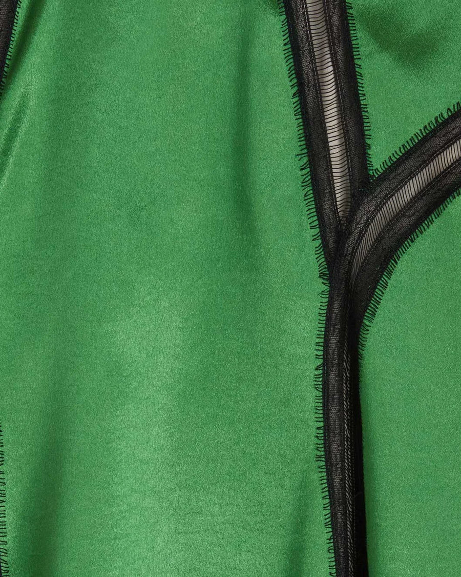 rochas Satin Flared Skirt golf green detail