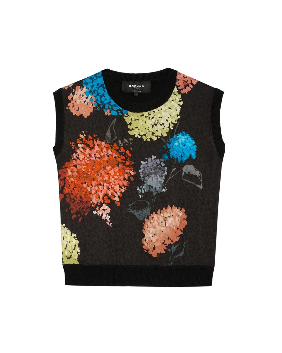 rochas sleeveless sweater black floral