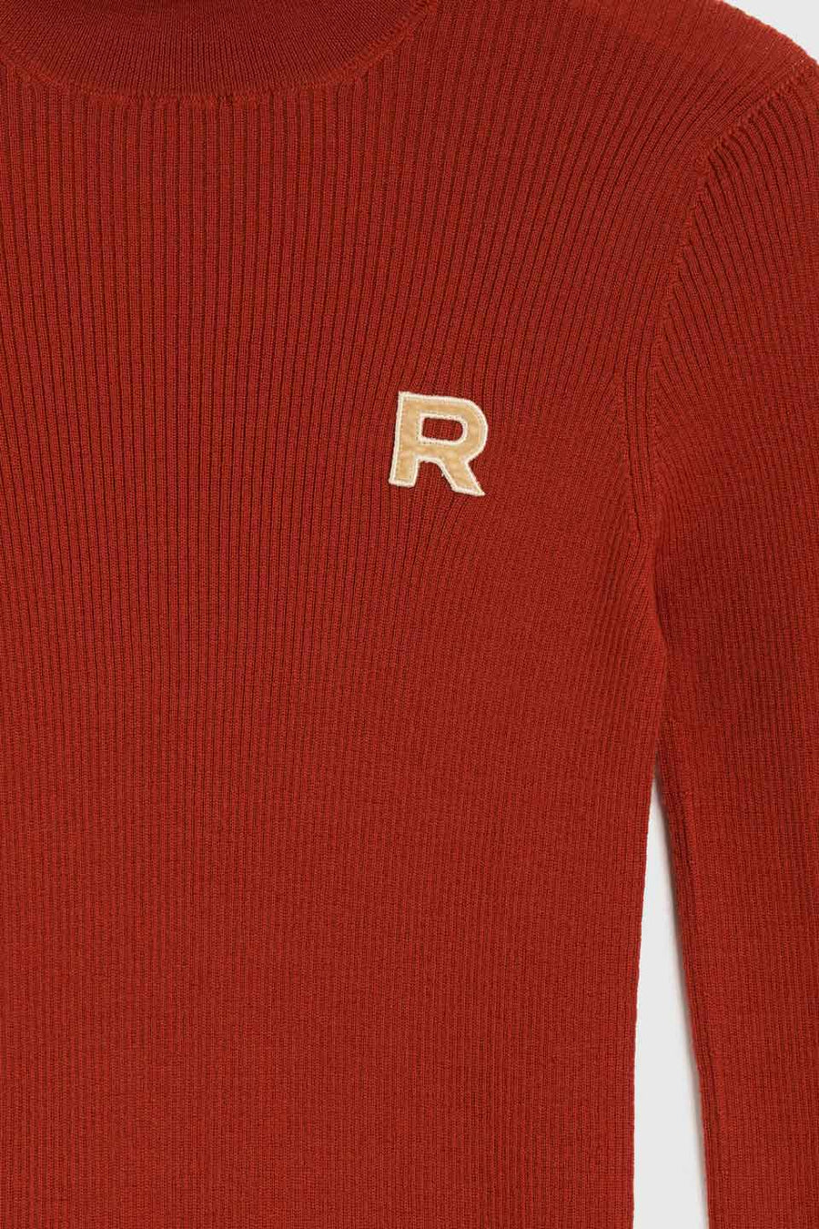 rochas t neck sweater red detail