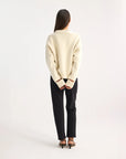 rohe Deconstructed Cashmere Knitted V-Neck off white on figure back