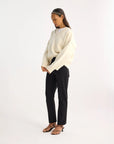 rohe Deconstructed Cashmere Knitted V-Neck off white on figure side