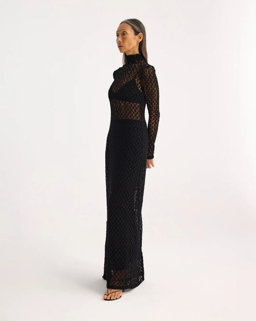 rohe Geometrical Lace Dress black on figure side