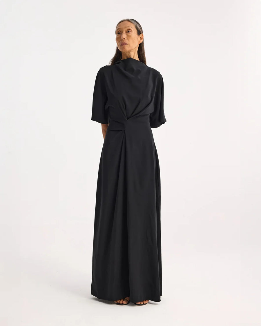 rohe Integrated Twisted Knot Dress black on figure front