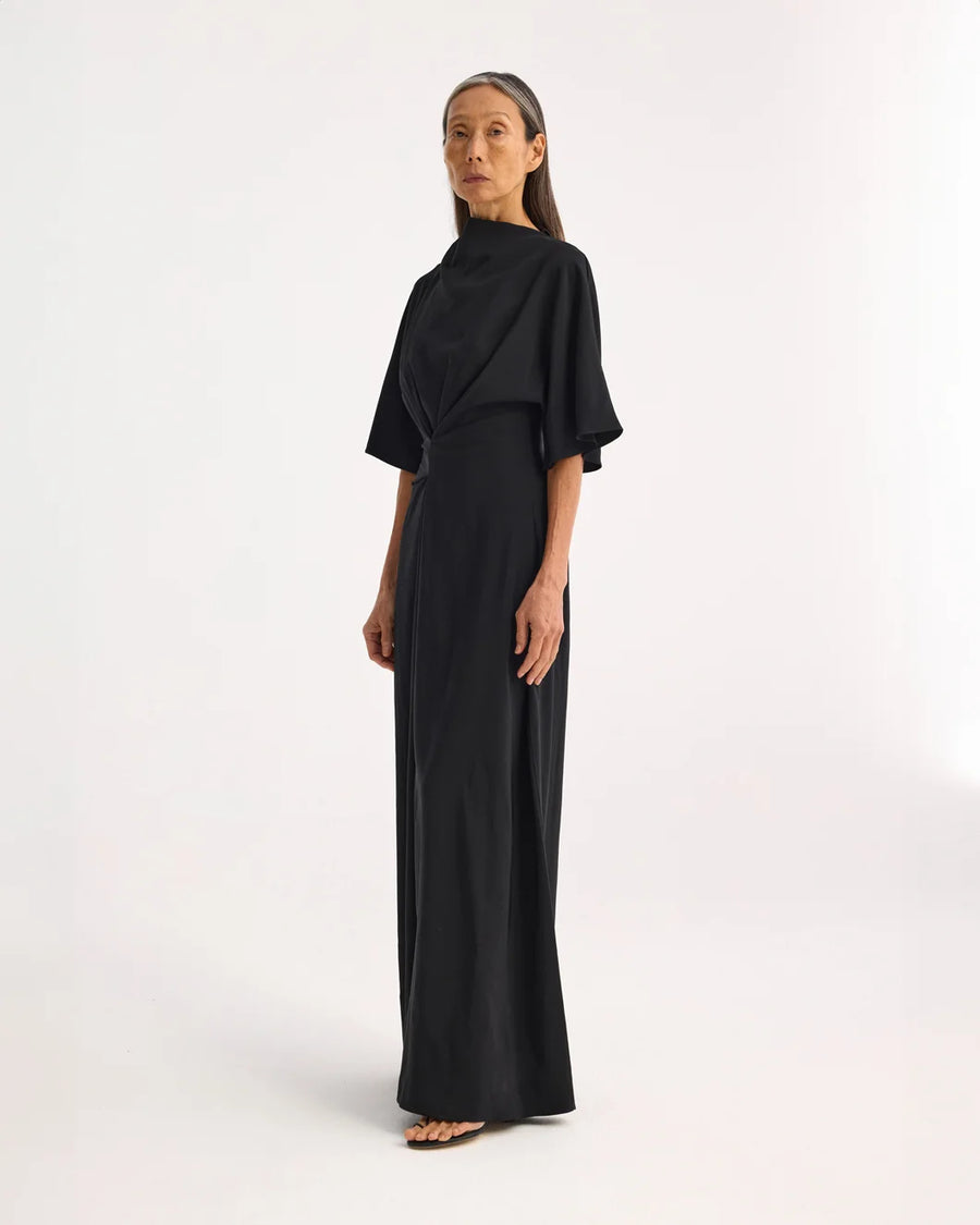 rohe Integrated Twisted Knot Dress black on figure side