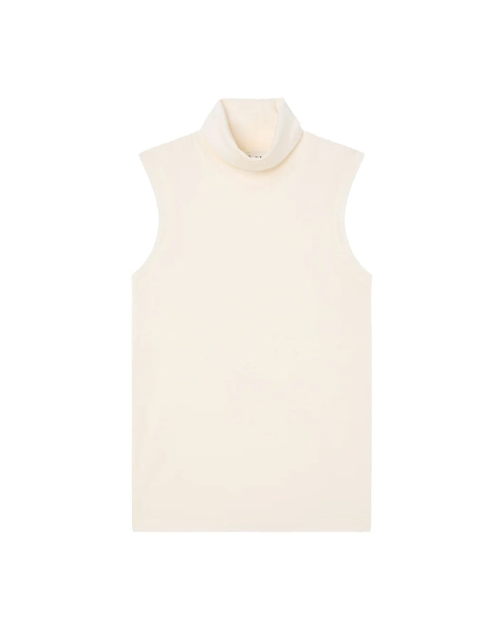 rohe Light Weight Spring Merino Wool Sleeveless Turtleneck cream