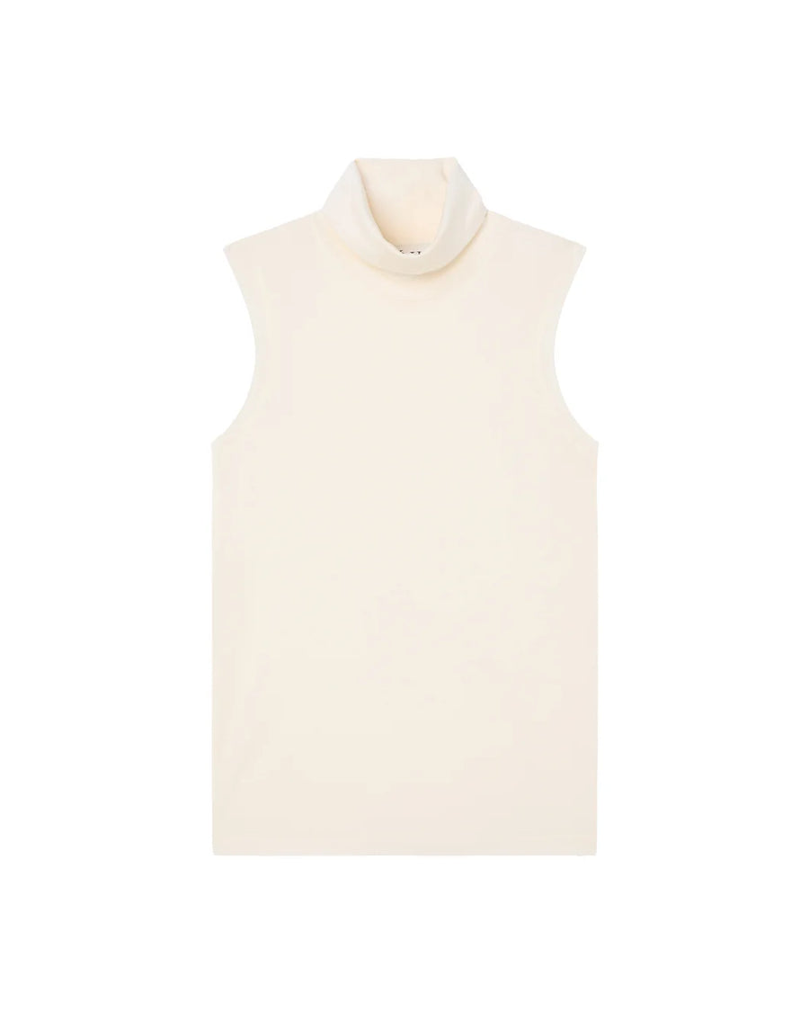 rohe Light Weight Spring Merino Wool Sleeveless Turtleneck cream